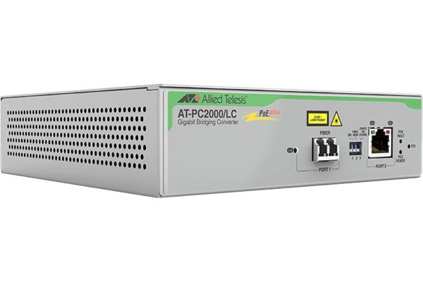 Two-port Gigabit Speed/Media Converting Switch with PoE, 1000T POE+ to 1000SX(LC