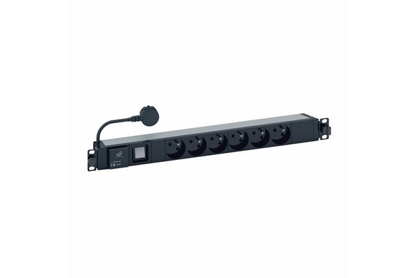 LEGRAND 19   1U PDU WITH 6 FRENCH SOCKETS WITH SURGE PROTECTION WITH SWITCH