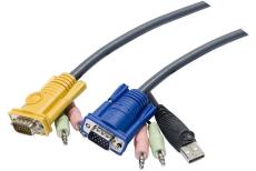 Cable KVM HD15, USB, Audio, 2 m