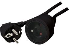 Alargador eléctrico de corriente estándar negro - 5.00 m