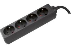 POWER STRIP- 4 Outlets without Switch 4  meter cable Black