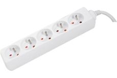 POWER STRIP- 5 Outlets without Switch 4 meter cable White