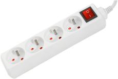 POWER STRIP- 4 Outlets+ 1 Switch 1,50 m cable White