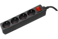 POWER STRIP-4 Outlets + Switch 1,50 cable Black