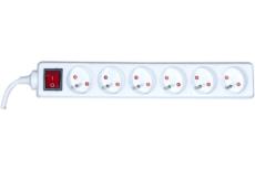 DEXLAN Power Strip with Switch+0,80 m Cable- 6 Outlets