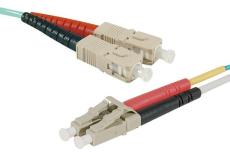 SC-UPC/LC-UPC duplex HD multi OM3 50/125 Fiber patch cable aqua blue - 15 m