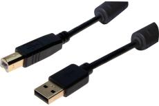 Cordon USB 2.0 type A / B avec ferrites noir - 2,0 m